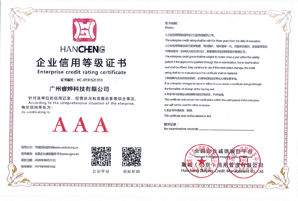 企業信用AAA級證書
